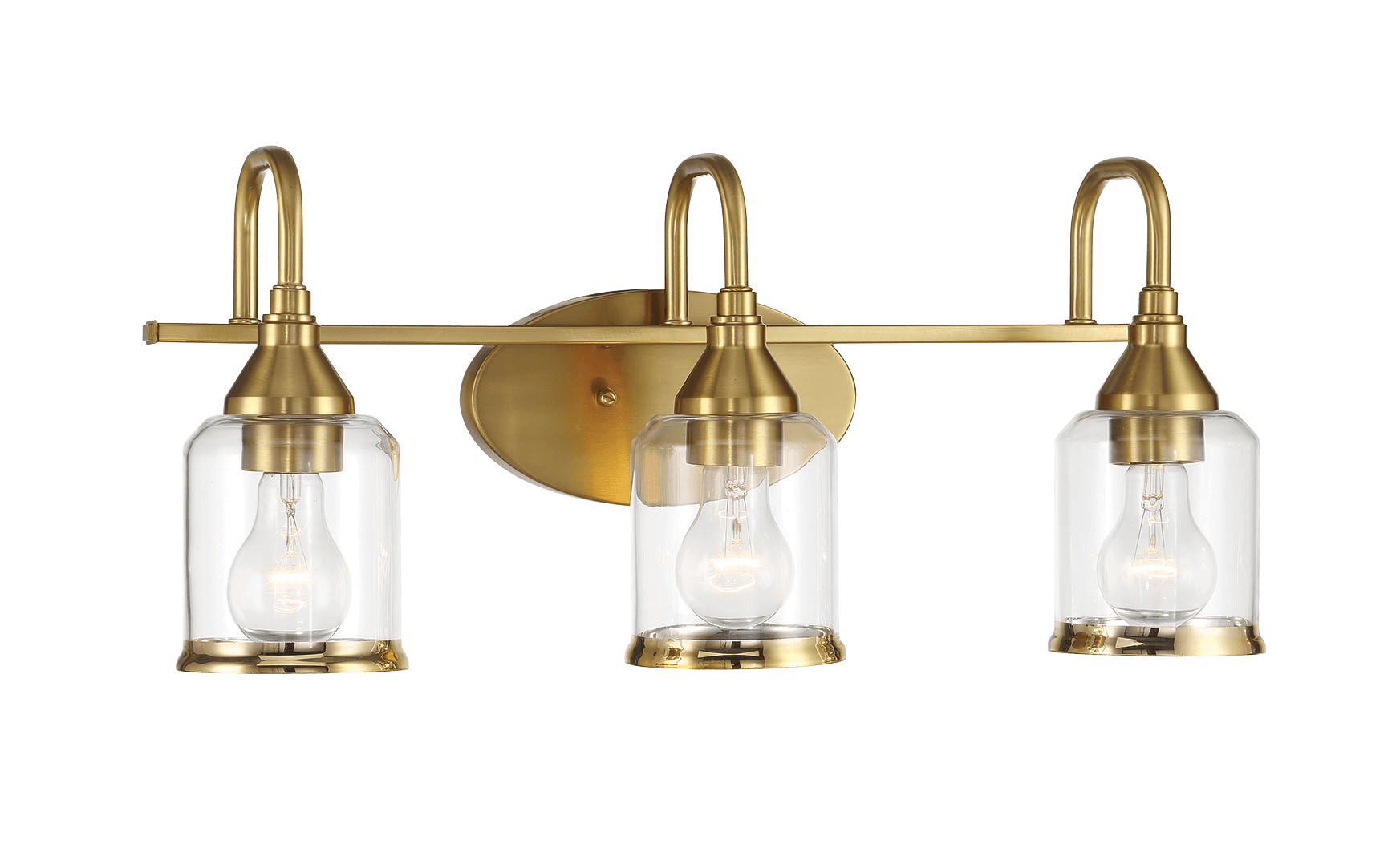 Twilight Three Lights Brushed Gold Contemporary Vanity Light 22"W 10"H 7.48"E With Clear Glass Gold Glass Bathroom Glass,Metal