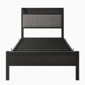 Twin Size Bed Frame, Storage Headboard With Charging Station, Solid And Stable, Noise Free, No Box Spring Needed, Easy Assembly Box Spring Not Required Twin Black Iron Bedroom Bed Frame Metal & Wood