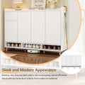 Sleek And Contemporary Shoe Cabinet With Adjustable Shelves, Minimalist Home Organizer With Solid Wood Legs, Storage Sideboard For Entryway, Living Room, White White Primary Living Space Particle Board