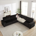 110 Inch Oversized Corduroy Corner Sofa,L Shaped Corner Couch With Two Storage Spaces,Usb Port & T Pyce Port And Cup Holderdeep Seat Comfy Upholstered Couches For Living Room Not Freely Combinable Black Corduroy 5 Seat