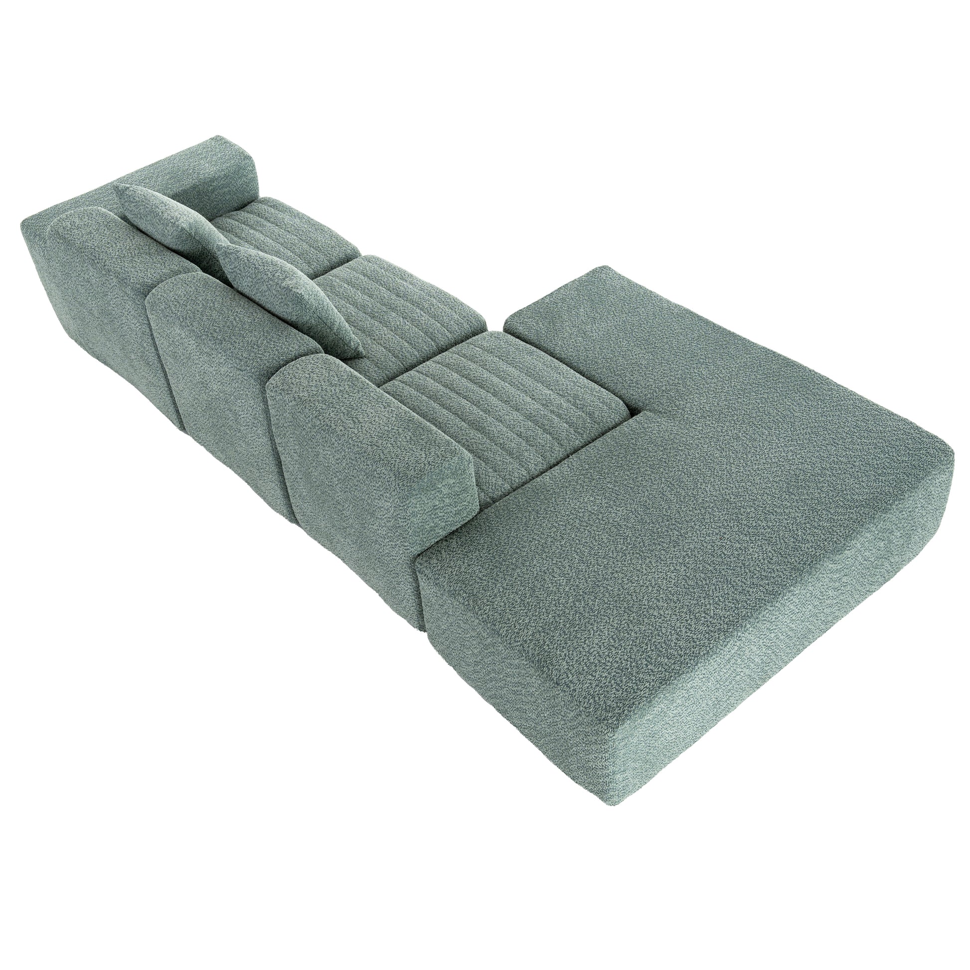 116.5" Sectional Sofa Full Compressed Sofa Couch Free Combined Sofa For Living Room, Green Green Foam Polyester 4 Seat