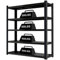 15.75 Inches Wide Black Metal Shelves, With 5 Removable Dividers, Large Capacity, Strong Load Bearing, Suitable For Garage, Kitchen And Office. 5 Black Standard Primary Living Space Horizontal Open Back Metal American Design,American Traditional,Modern