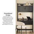 Transitional Reeded Desk With Hutch And Drawers Plus Tech Management Black Black Mdf Mdf