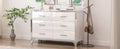 Elegant High Gloss Dresser With Metal Handle,Mirrored Storage Cabinet With 6 Drawers For Bedroom,Living Room,White White Mdf