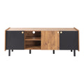 Mid Century Tv Stand With 3 Cabinets, Media Console Table For Tvs Up To 70'', Entertainment Center With Storage For Living Room, Bedroom, Home Theatre Black Brown Primary Living Space 60 69 Inches