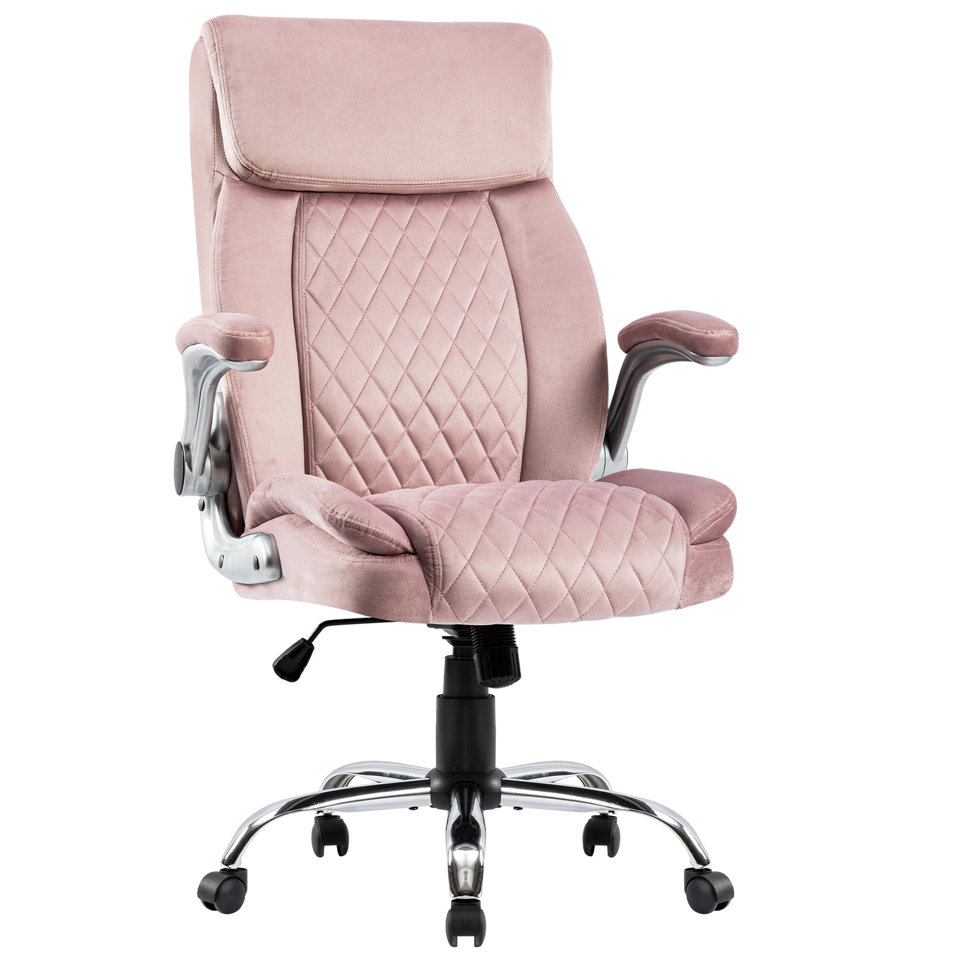 Swivel Office Room Chair Executive Desk Chair Velvet Caster Metal Pink Office Foam Dry Clean American Design,Cute,Modern Handle Office Chairs Foam Adjustable Height Velvet