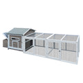 118 Wooden Chicken Coop Hen House Poultry Cage With Free Range Doors, Nesting Box,Leakproof Pull On Tray Gray Wood