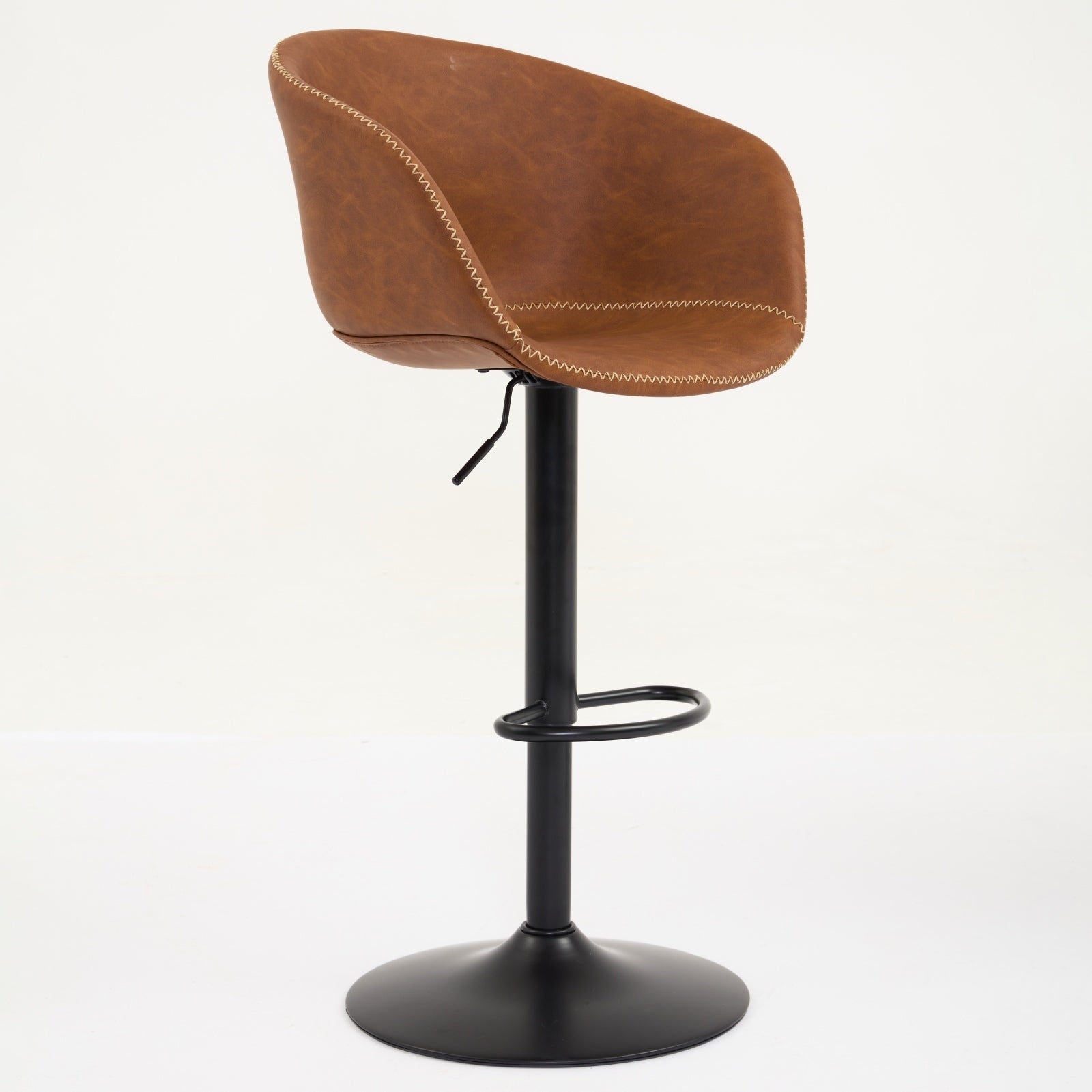 Adjustable Swivel Bar Stools, Mid Century Modern Pu Leather Upholstered Counter Height Bar Stool, Kitchen Island Barstools With Minimalism Style, 1 Chair 1Carton,Brown Brown Pu Mid Century Modern,Minimalist Bar Stools 1 Foam Pu Leather