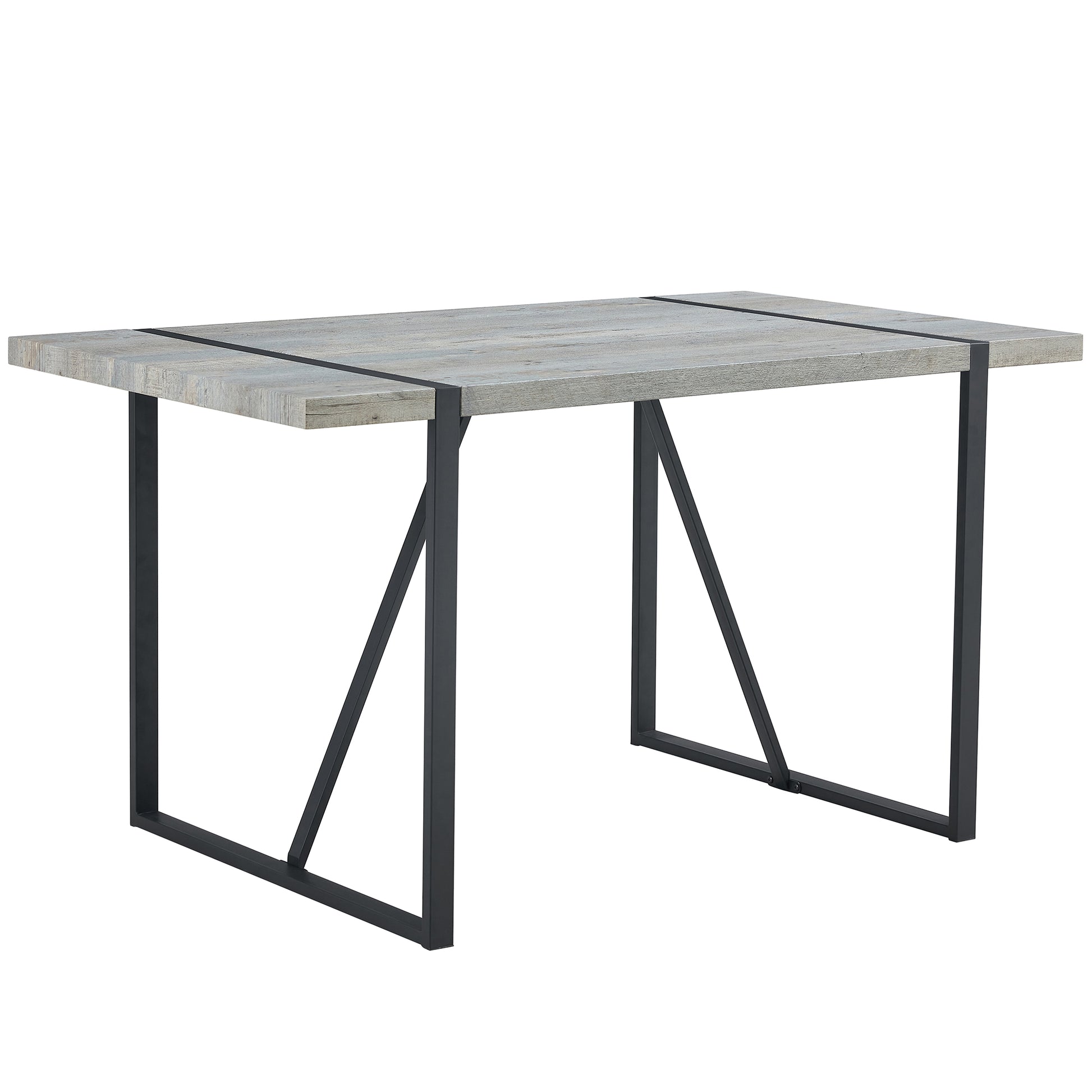 Table And Chair Set. Modern Minimalist Grey Marble Textured Mdf Dining Table With Metal Frame. Comes With Chairs With 4 Pu Cushions And Black Metal Legs. Black Seats 4 Mdf Metal