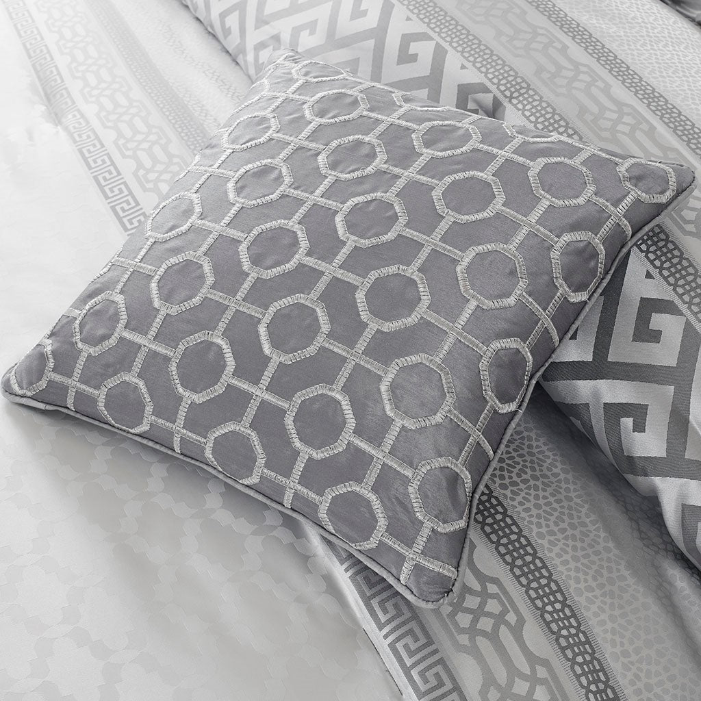 7 Piece Comforter Set Grey Queen Queen Grey Polyester