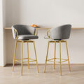 30 Inch Dining Chairs Set Of 2 Modern Style 360 Swivel Bar Chairs With Simple Design, Comfortable High Stools, And Flexible Dining Chairs Suitable For Bars, Restaurants,Velvet Bar Chair Beige Grey