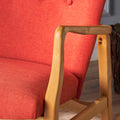 Solid Wood Rocking Chair Orange Fabric