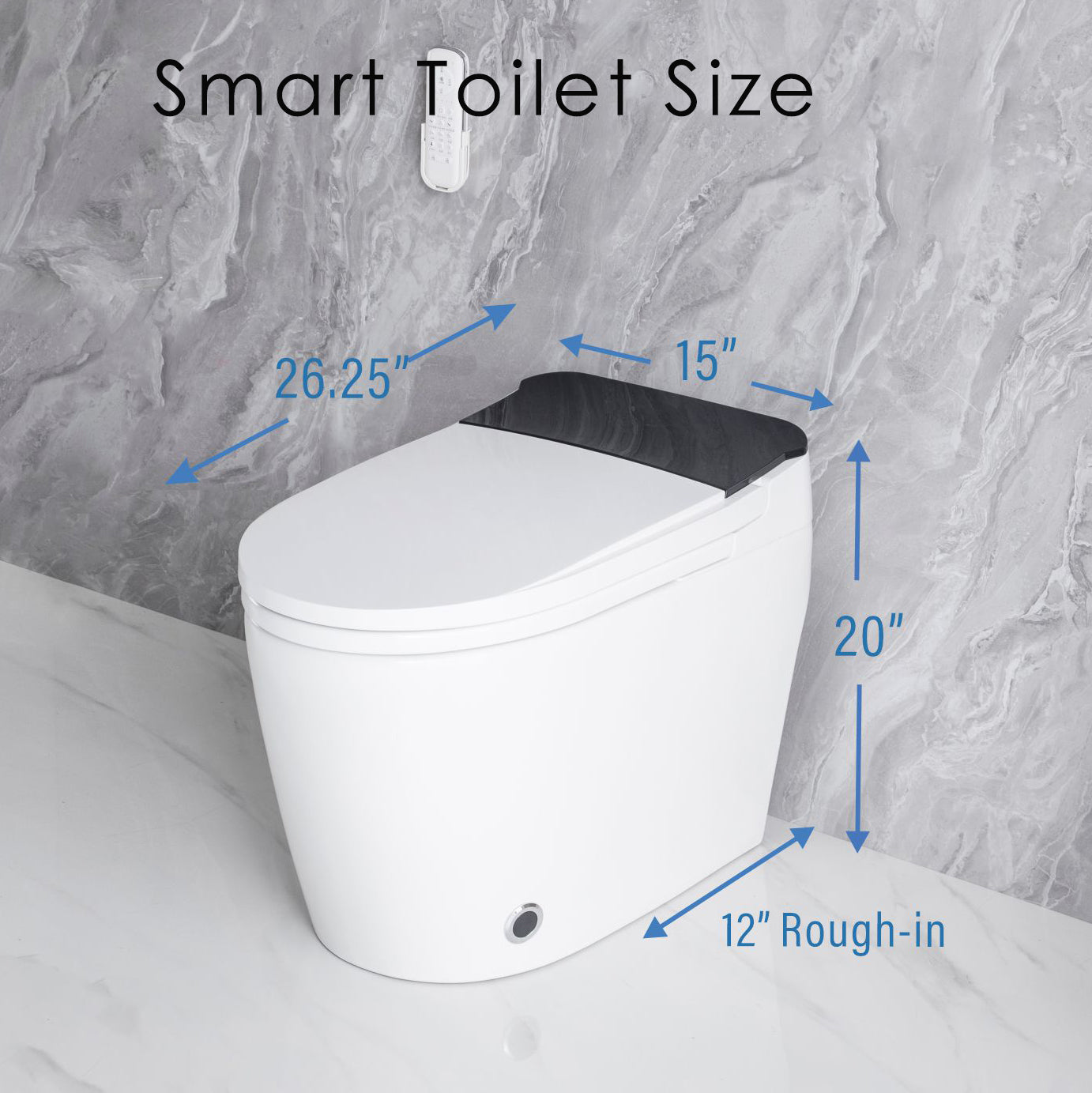 Elongated Smart Toilet With Elongated Heated Bidet Seat, Intelligent Toilet With Bidet Built In, Feet Sensor,Auto Open Close Seat, Off Seating Auto Flush, Night Light, Warm Water & Dryer,White White Bathroom Luxury Porcelain