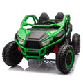 24V Two Seater Kids Ride On Utv W Parents Control,20In Seat Width,400W Super High Power,Four Wheel Suspension,Bluetooth,Mp3,Usb,Led Light,Horn,Rear Storage Space,Speeds 3.73 4.97Mph For Kids Aged 3 . Green 100 149 Lbs Polypropylene