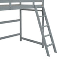 Twin Size High Loft Bed With Inclined Ladder, Guardrails,Grey Twin Grey American Design Pine