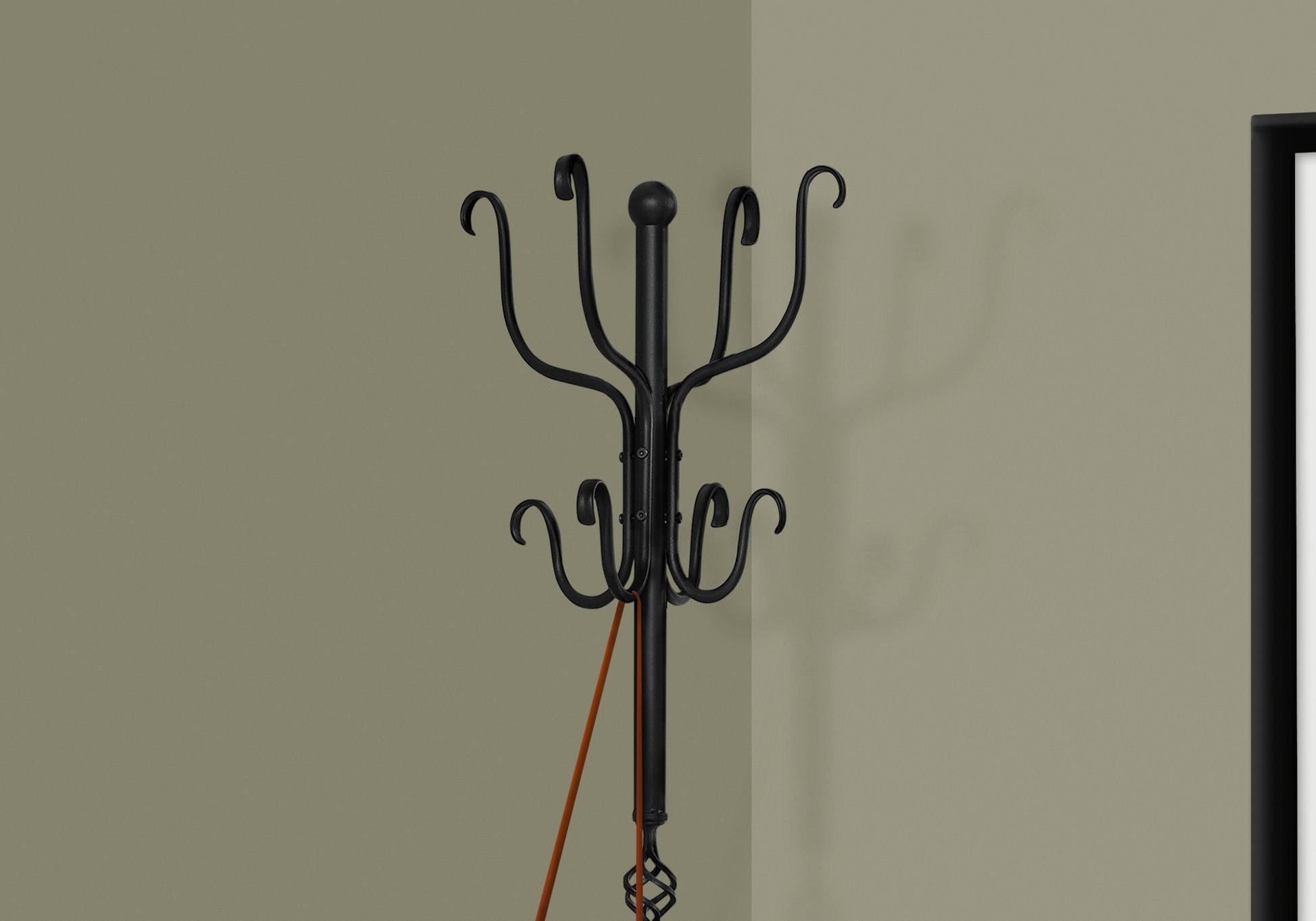 Coat Rack, Hall Tree, Free Standing, 8 Hooks, Entryway, 74"H, Bedroom, Black Metal, Transitional Black Metal