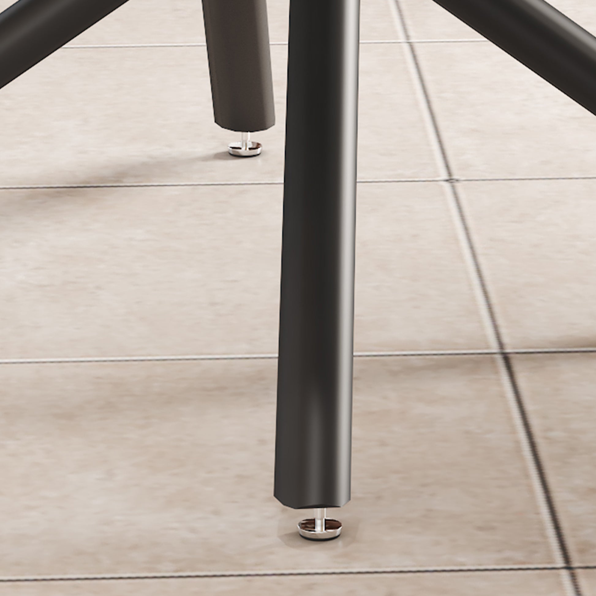 1 Table And 6 Chairs Set.A Rectangular Dining Table With A Imitation Marble Black Table Top And Black Metal Legs.Paired With 6 Chairs With Pu Leather Seat Cushion And Black Metal Legs.F 1537,C 007 Black Glass Metal