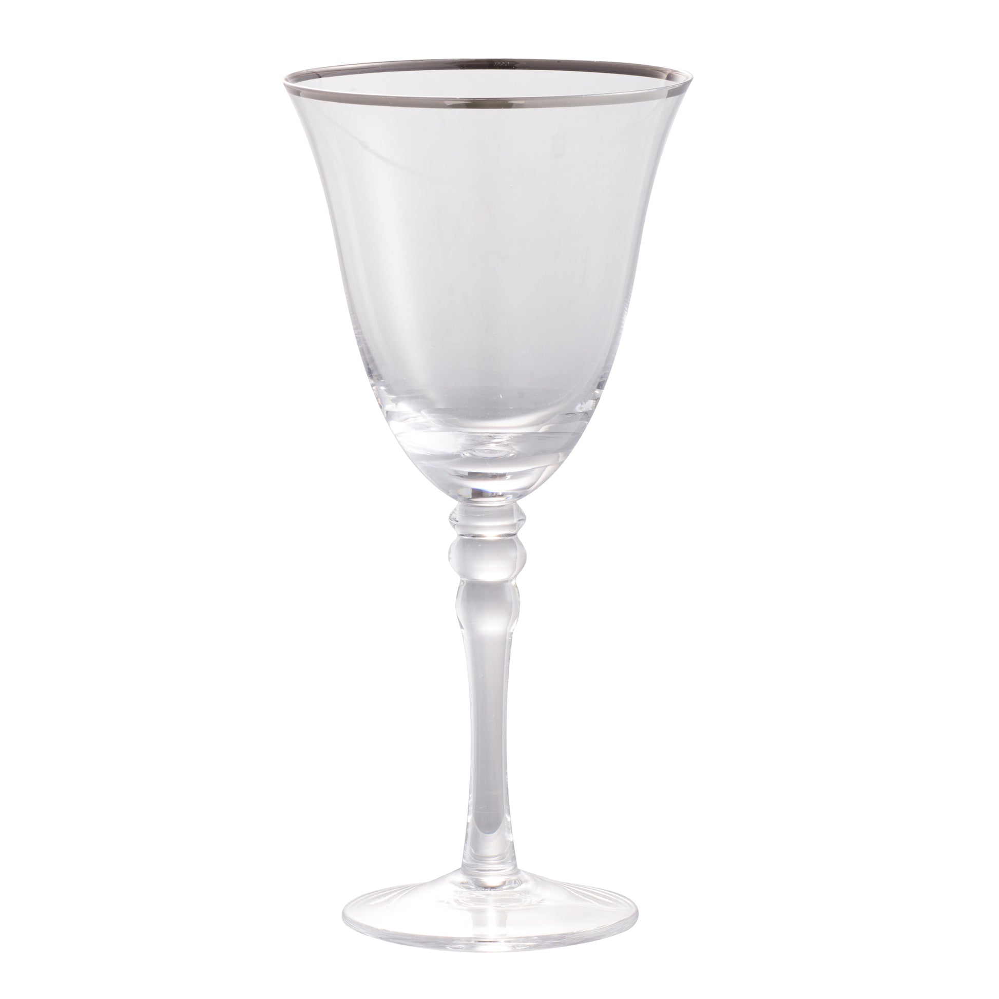 D3.7X7.7" Felicity Wine Glass With Silver Rim, Set Of 4 Clear Glass