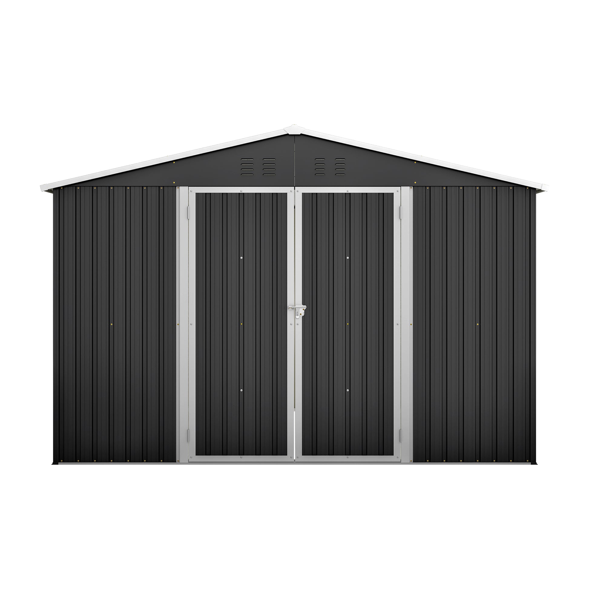 Outdoor Storage Shed 10X10 Ft, Utility Metal Tool Storage With Lockable Doors And Updated Frame Structure, Large Metal Garden Shed For Backyard, Patio Lawn, Black Black Metal