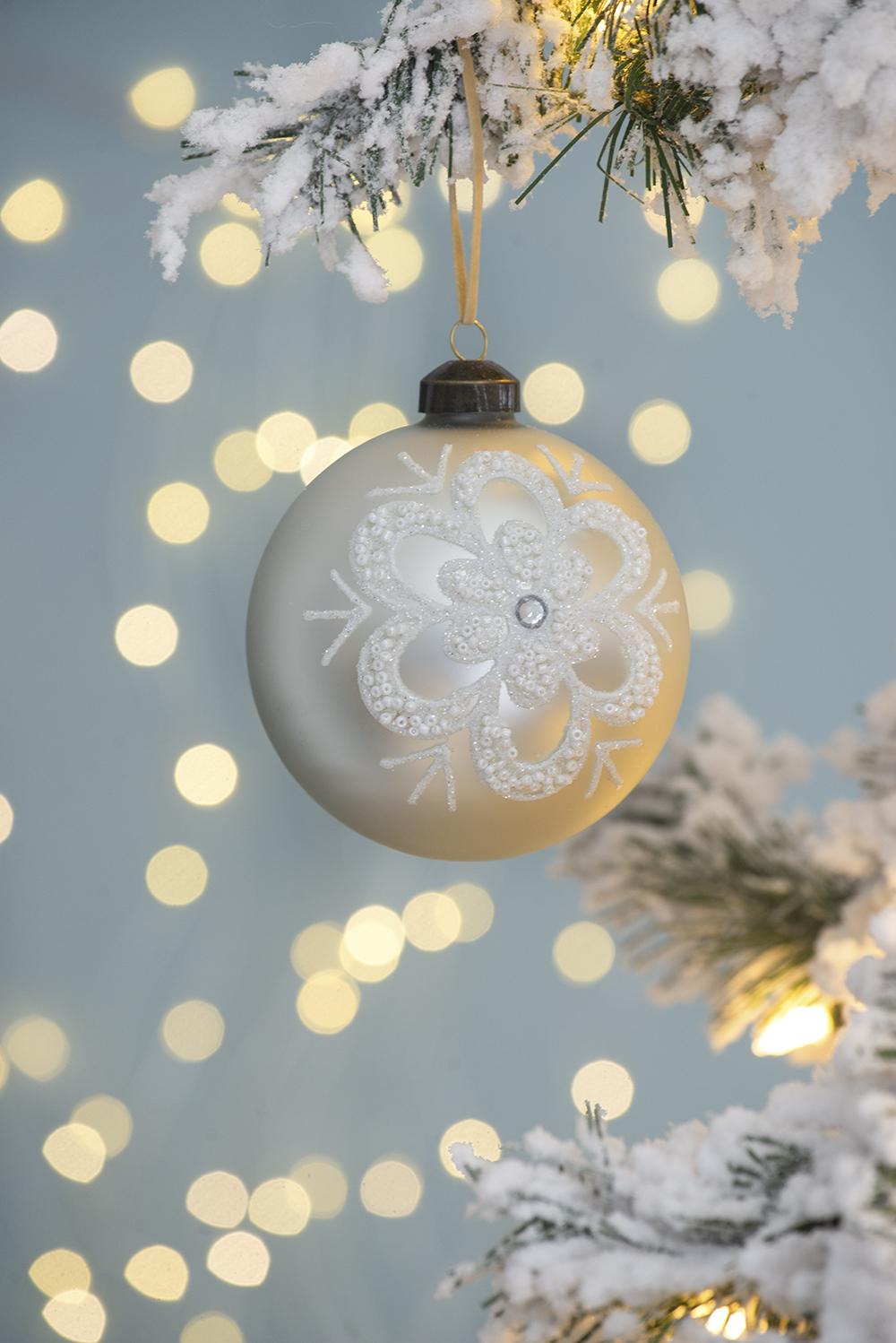 D3" Christmas Ball Ornaments, Glass Decorative Hanging Ball Christmas Tree Ornaments For Holiday Party Decorations, Set Of 12 White Glass