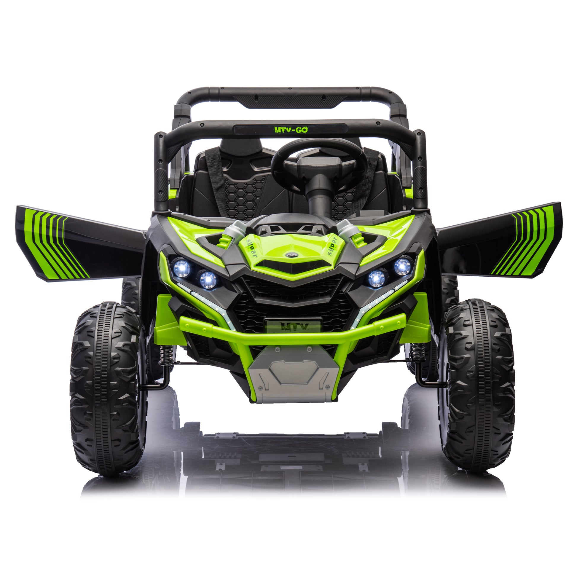 24V Two Seater Kids Ride On Utv W Parents Remote Control,Four Wheel Suspension,Slow Start,Large Wheel Design,Anti Collision Bar,Storage Space,Music,Usb,Bluetooth,Volume Control,Led Lights For Kids 3