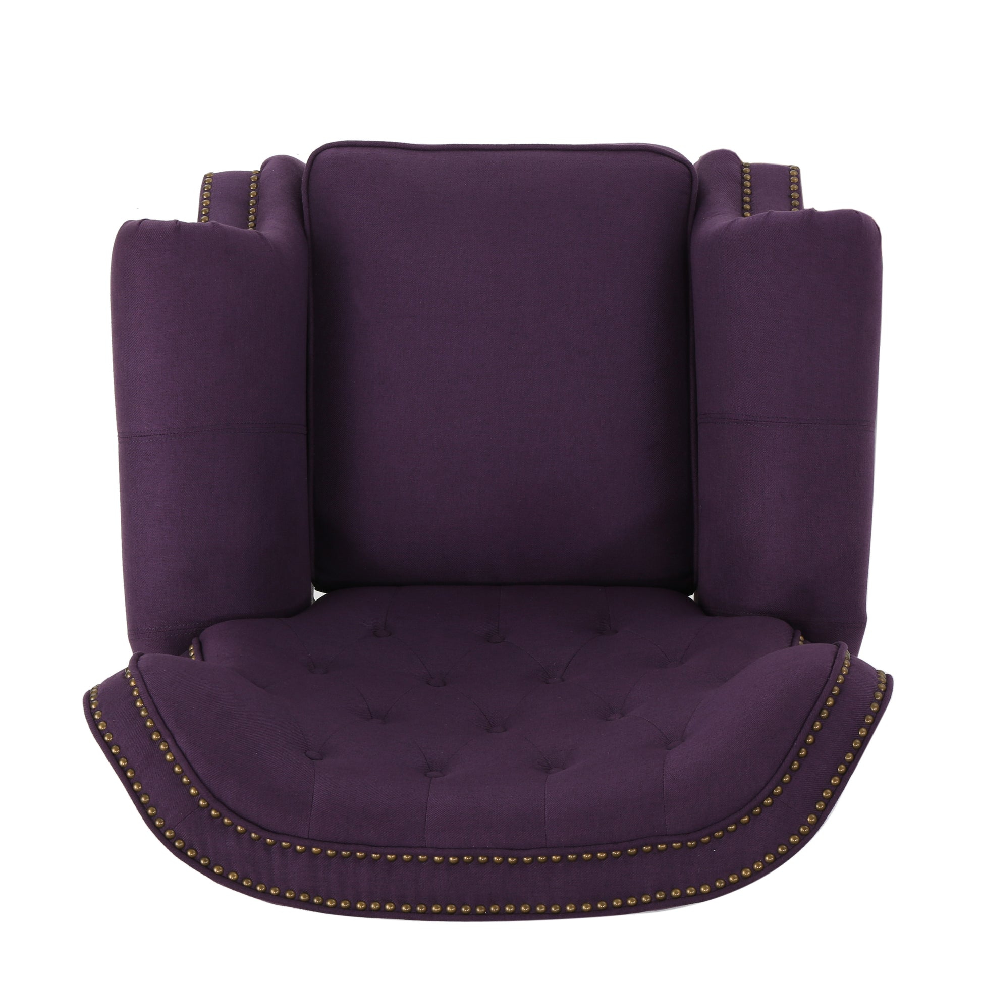 Accented Push Back Recliner Chair With Rolled Arms In Plum, Enjoy Cocooning Comfort Plum Fabric