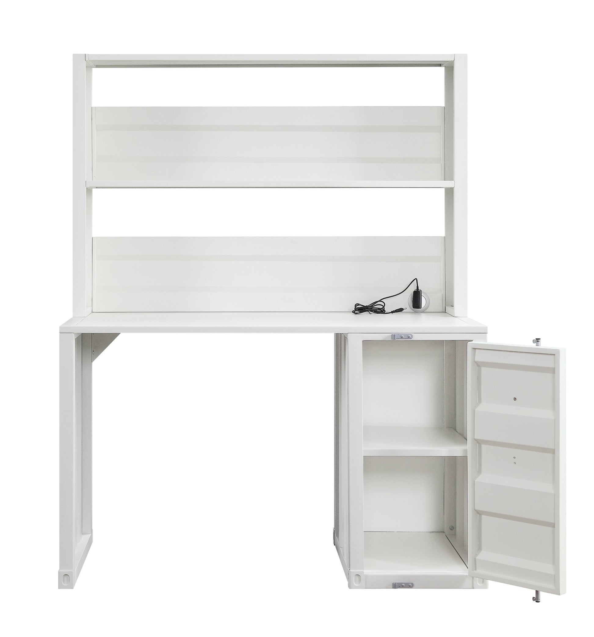 White 1 Door Writing Desk With Hutch White Writting Desk Office Industrial Freestanding Rectangular Hutch Iron