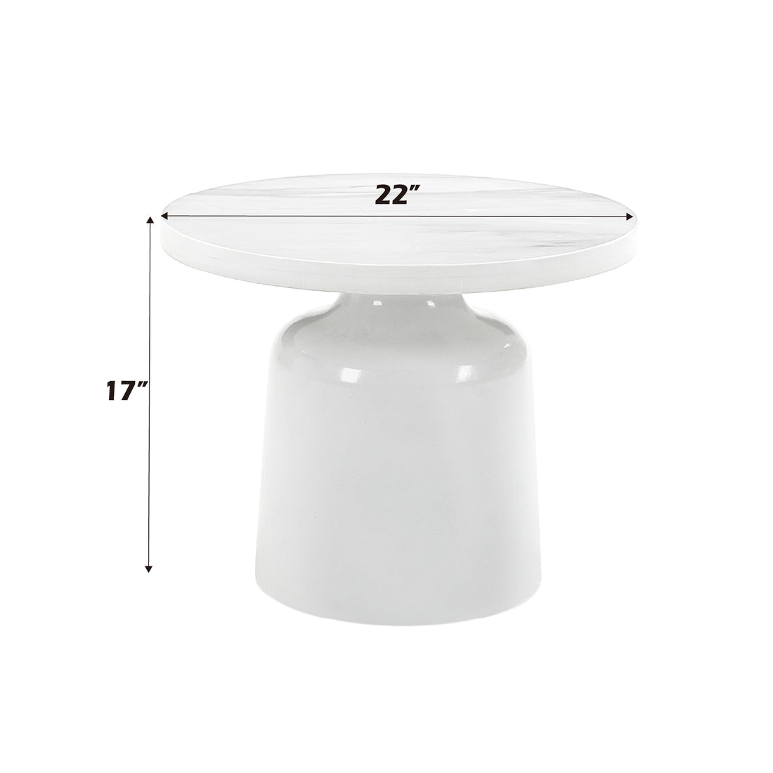 Zaid End Table, Engineering Marble & White High Gloss Finish Lv04226 White Wood