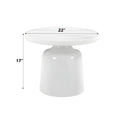 Zaid End Table, Engineering Marble & White High Gloss Finish Lv04226 White Wood