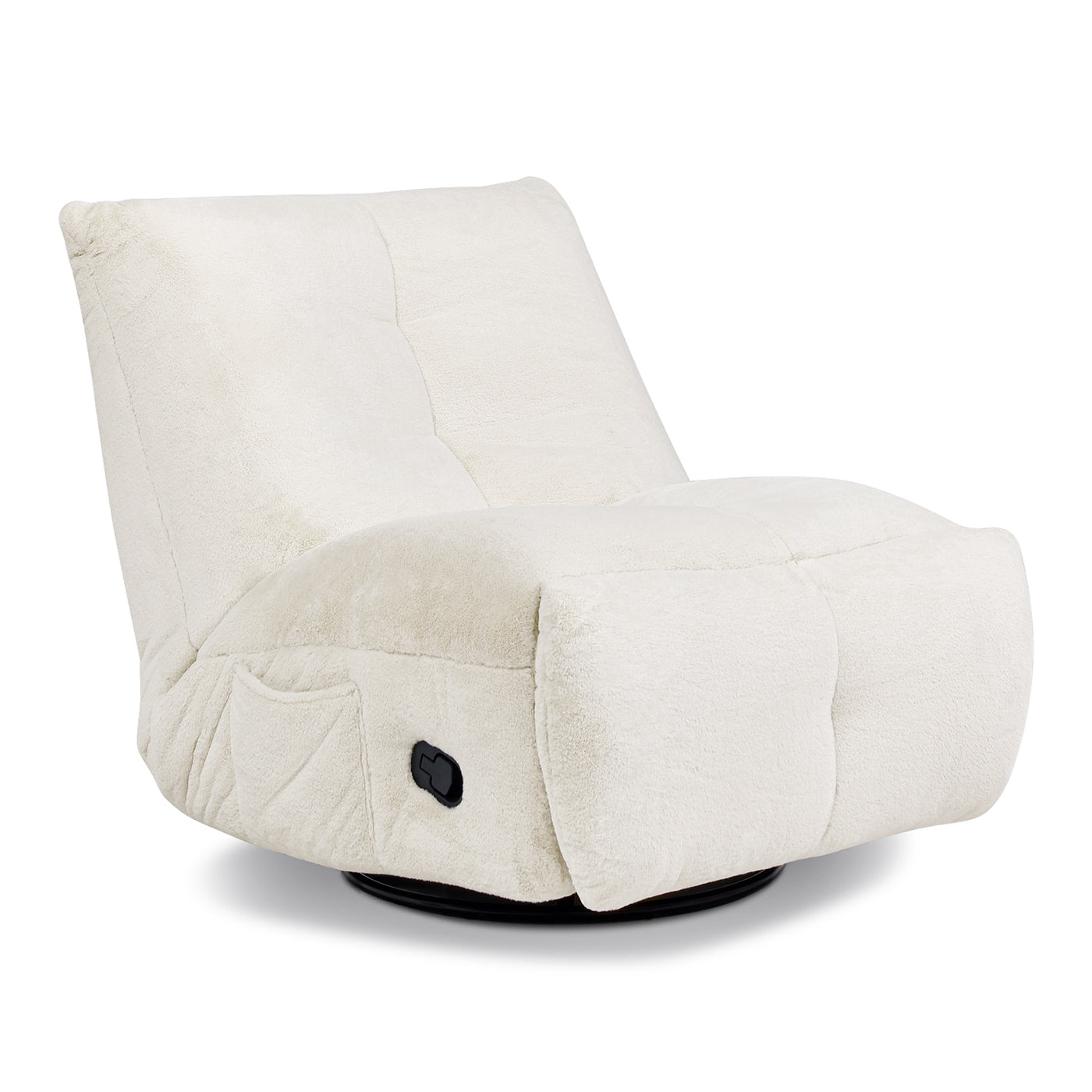 Rearden 35.5" Swivel Glider Manual Recliner Gaming Lounge Chair, Pearl White Short Faux Fur White Foam Faux Fur