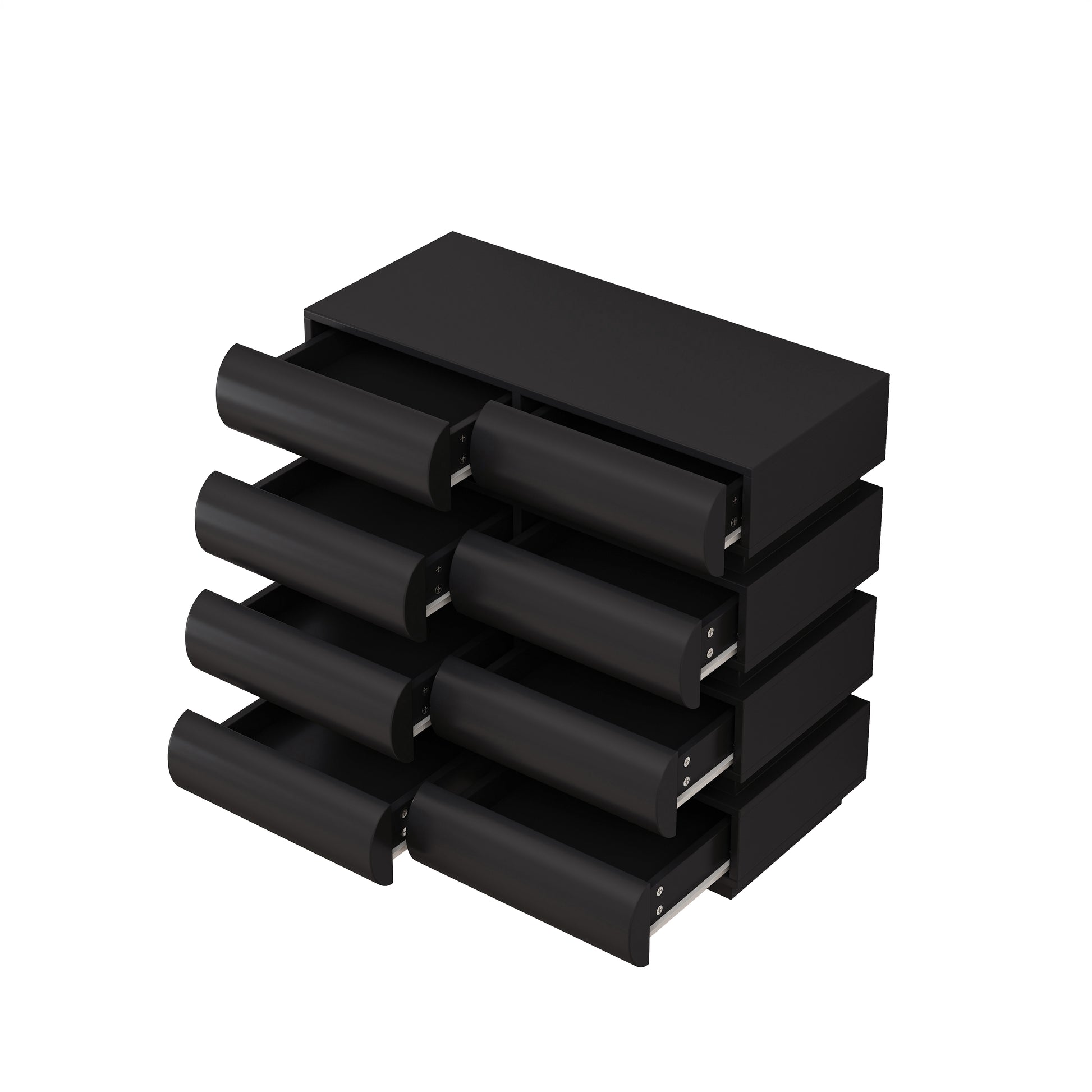8 Drawer Dresser For Bedroom, Black Dresser No Handle, Modern 8 Chest Of Drawers With Wide Storage Black Mdf