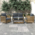 Comming Patio 4 Pieces Brown Pe Wicker Sofa Set With Grey Cushion Yes Complete Patio Set Black Brown Seats 4 Garden & Outdoor Modern Sofa Seating Groups Foam Steel