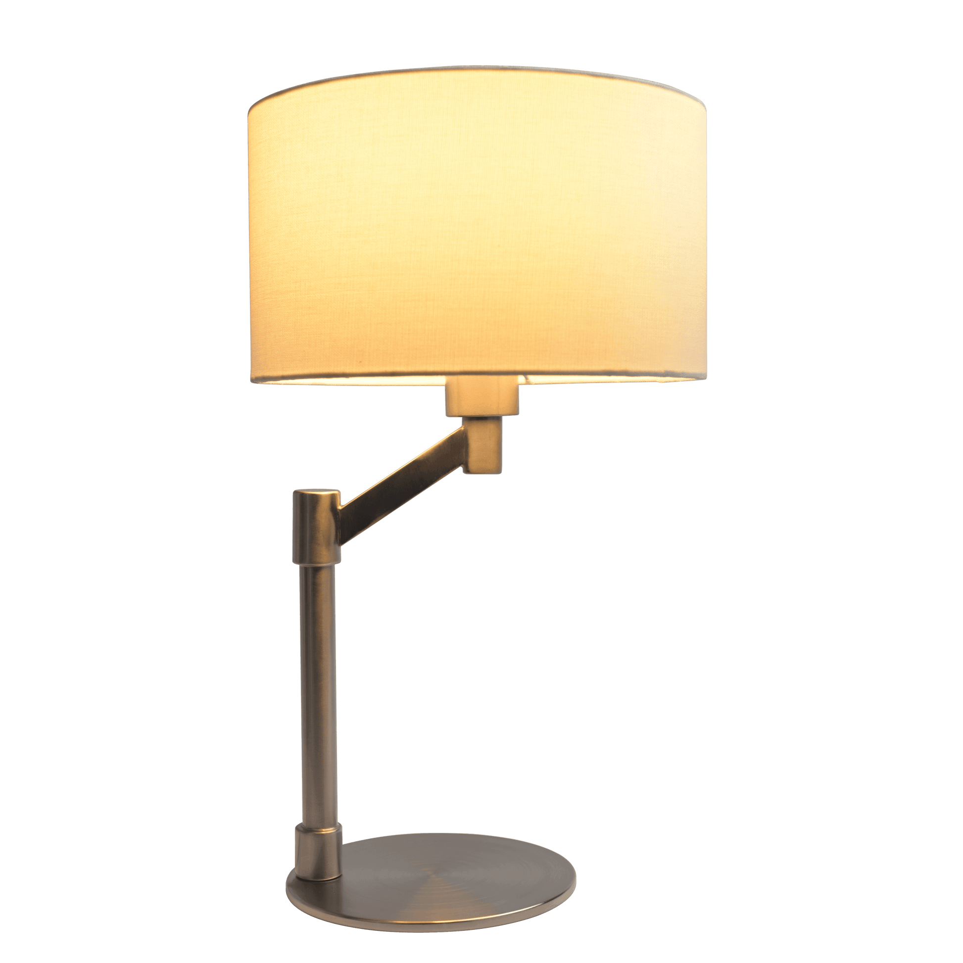 Horizon Brushed Nickel Table Lamp With On Off Switch Curved Metal Base Linen Shade Brushed Nickel,Silver,White Table&Floor Lamps Linen,Metal