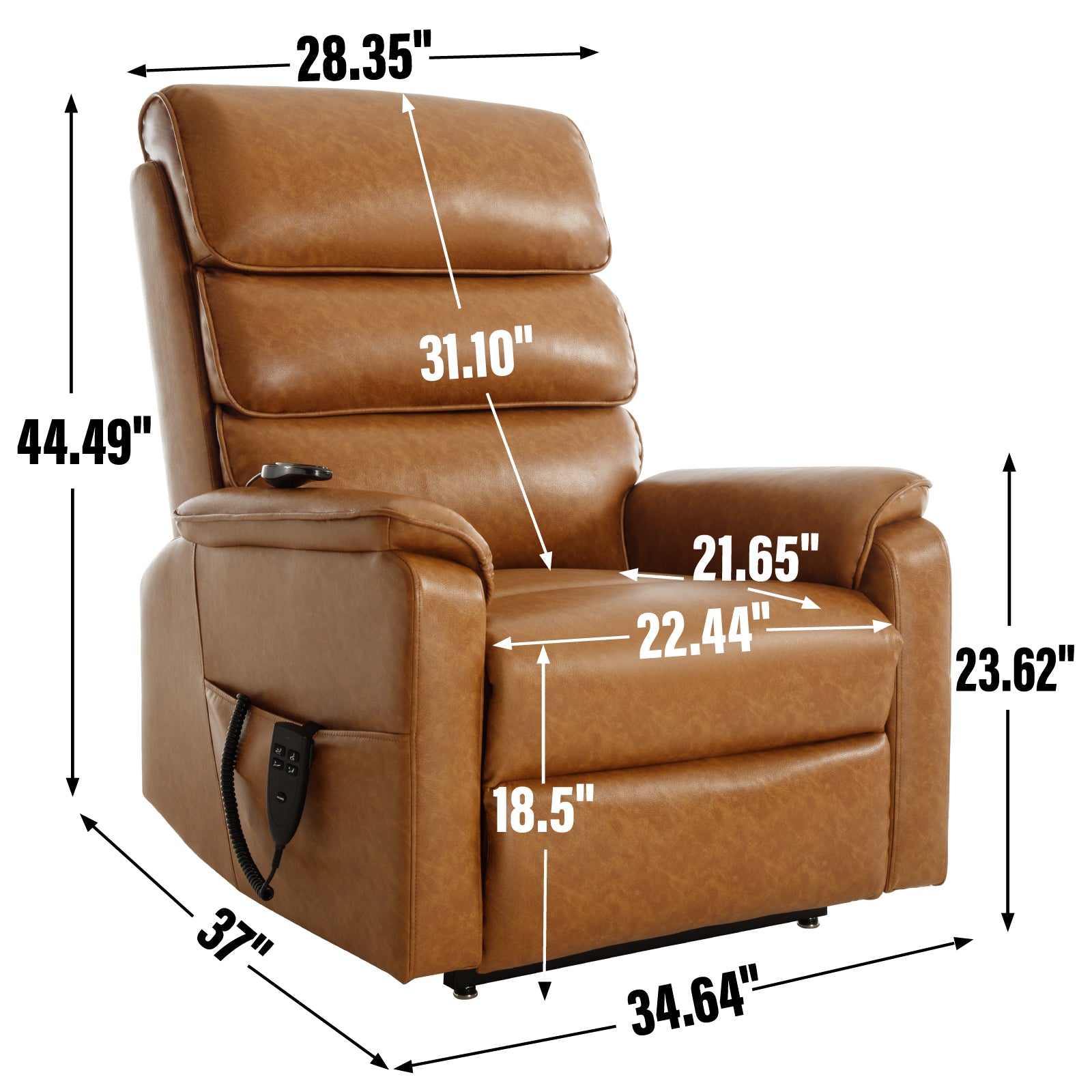 Brown Leatheraire Dual Motor Infinite Position Up To 350 Lbs Power Lift Recliner Chair With Power Remote, Heat Massage And Heavy Duty Motion Mechanism White Metal Primary Living Space Heavy Duty