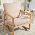 Upholstered Accent Glider Chair,Rubberwood Frame In Natural, Khaki Khaki American Design Fiber Foam And Polyester Fiber Pad Rubber Wood