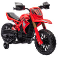 Qaba Kids Motorcycle, 6V Battery Powered Dirt Bike With Training Wheels, Horn & Start Sound, Electric Motorcycle For Kids 3 8 Years, Red Red Plastic