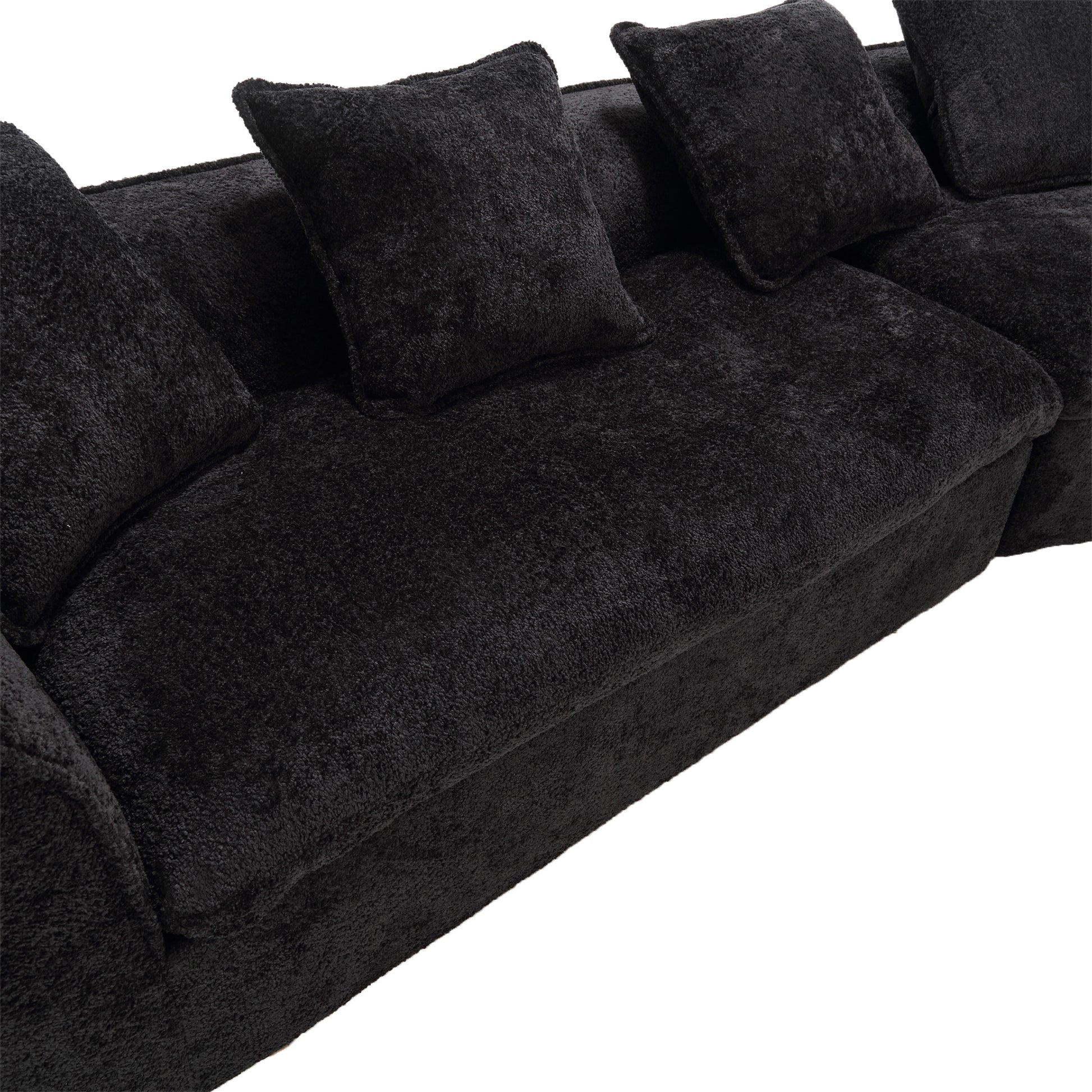 Coolmore Boucle Sofa 3 Seater For Living Room Oversized Comfy Sofa Unique Double Seat And Corner Construction For Apartment, Office Left Hand Facing Black Black Primary Living Space Foam Boucle 3