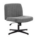 Office Chair Armless Desk Chair No Wheels, Fabric Padded Wide Seat Home Office Chairs, 115 Rocking Mid Back Cute Computer Chair For Bedroom, Vanity, Makeup,Dark Grey Dark Grey Foam Cotton Linen