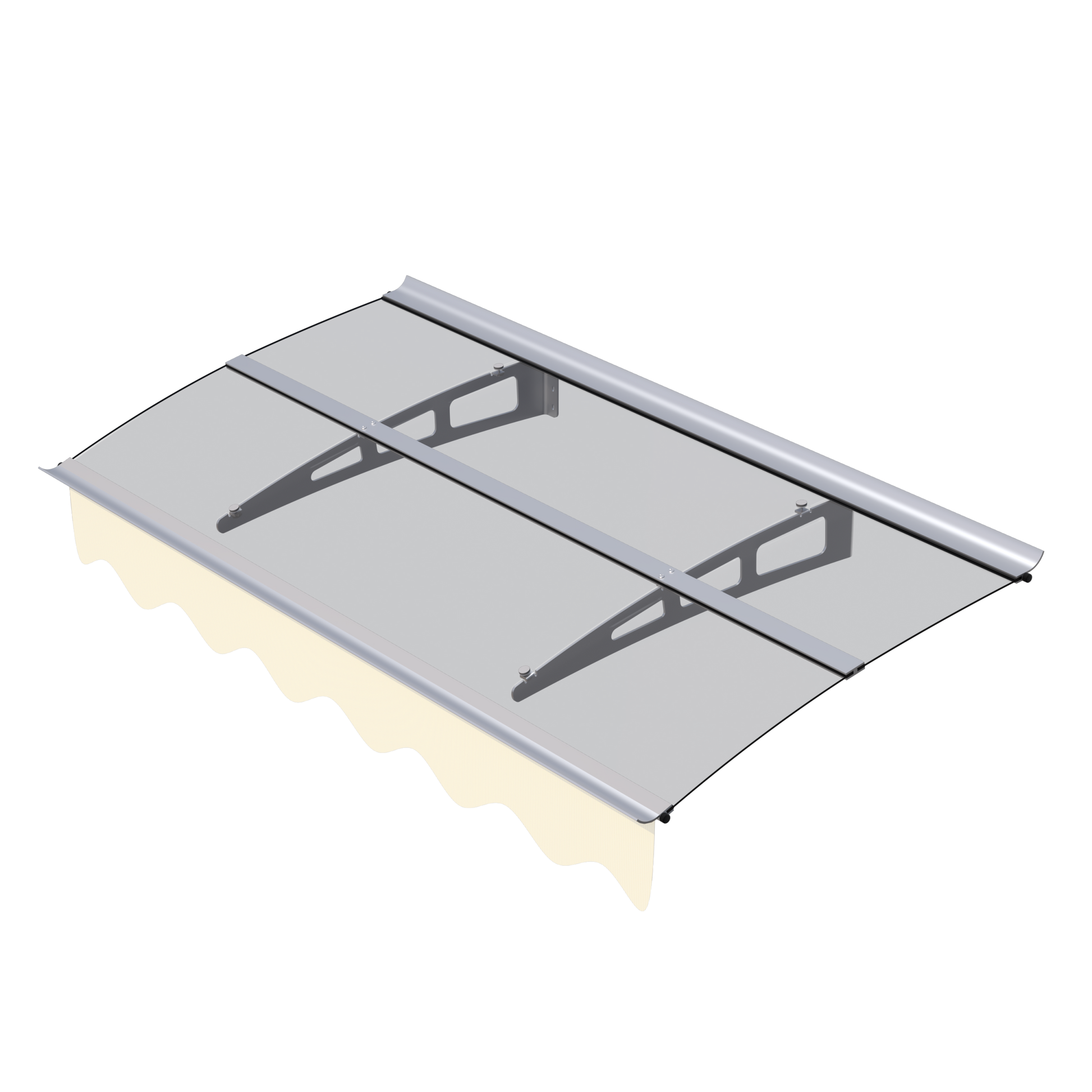 5934W Series Door Window Awning Canopy W59"Xd34" Made Of 0.137Inch 3.5Mm Thick Virtually Crystal Solid Polycarbonate Sheet With Polyester Valance For Wooden House. Silver Clear Square None Garden & Outdoor Modern Heavy Snow Load Canopies Iron Plastic