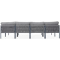 6 Pieces Aluminum Patio Furniture Set, Modern Metal Outdoor Conversation Set Sectional Sofa With Removable Olefin Extra Thick Cushions 5.9