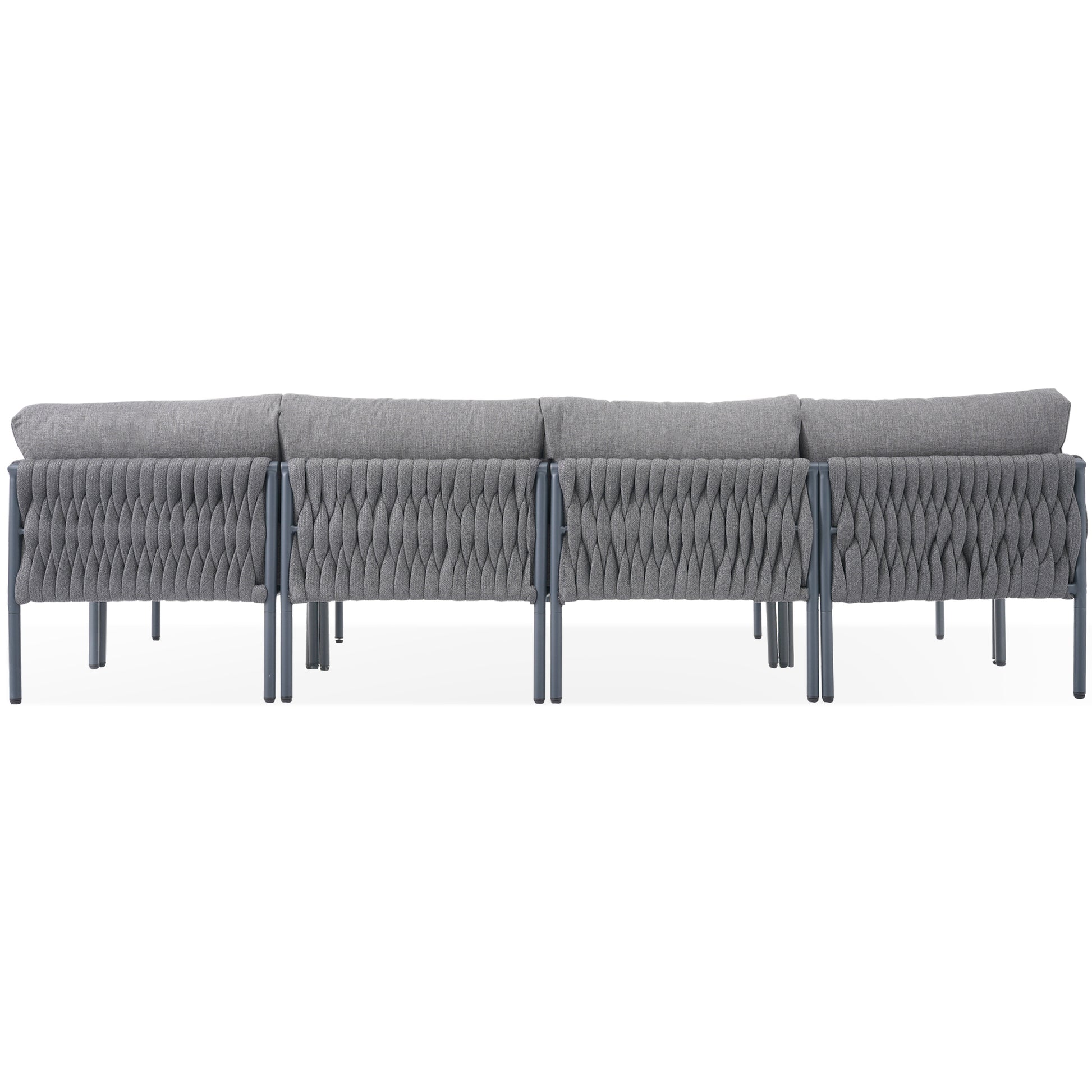 6 Pieces Aluminum Patio Furniture Set, Modern Metal Outdoor Conversation Set Sectional Sofa With Removable Olefin Extra Thick Cushions 5.9" Cushion, Grey Yes Complete Patio Set Gray Seats 6 Weather Resistant Frame Garden & Outdoor
