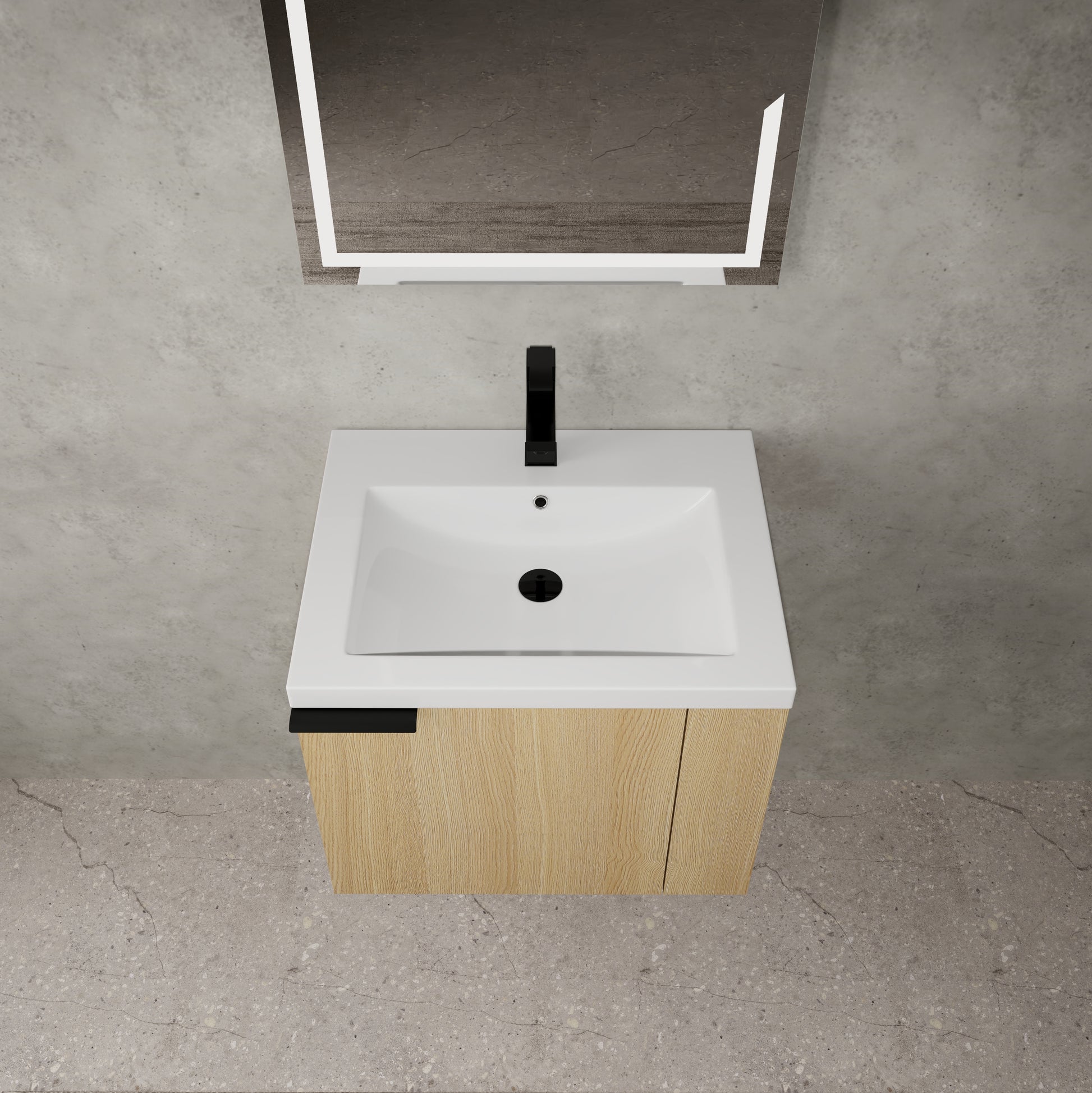 24 "Bathroom Vanity Sink Combo For Big Space,Modern Bathroom Cabinet Cabinet Combination, Bathroom Sink Cabinet Set, Oak Composable Oak Bathroom American Design Engineered Wood