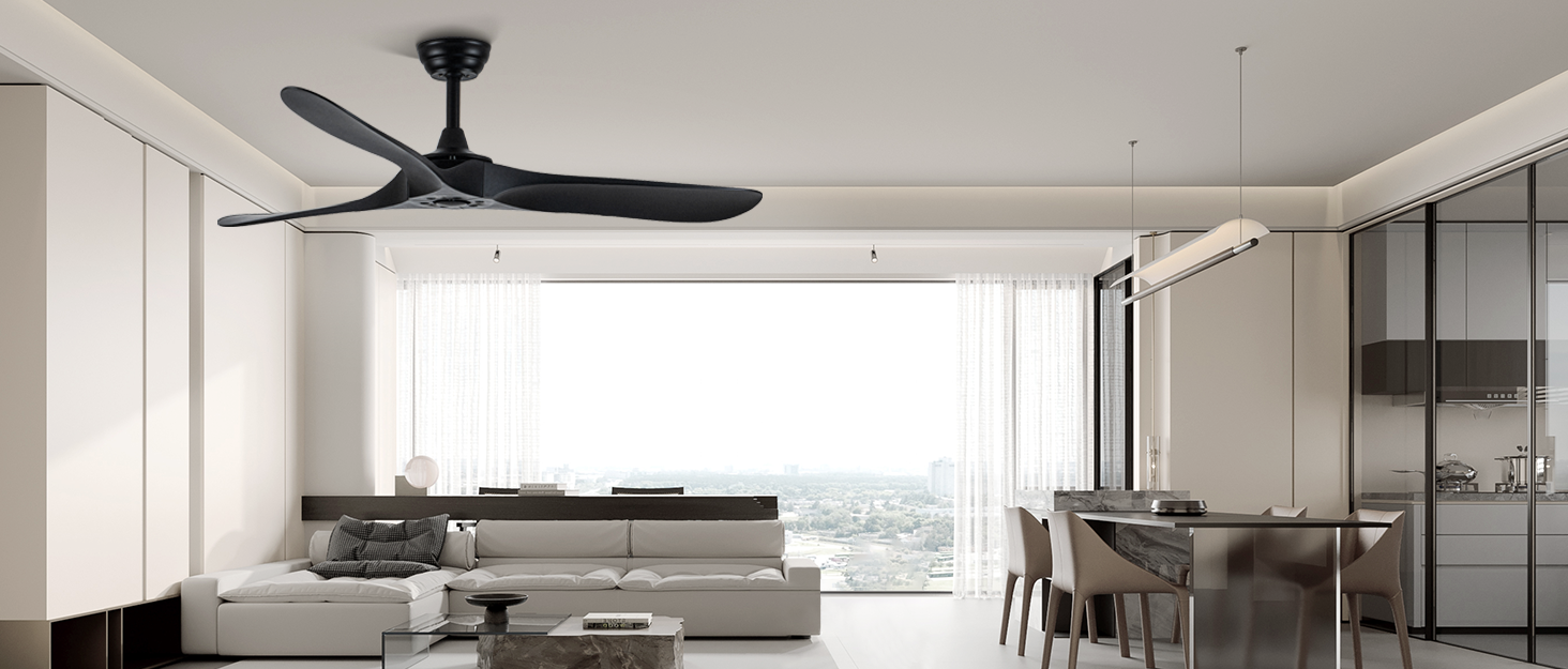 60 Inch Ceiling Fan With Remote Control Timed Lighting, Reversible Airflow And Quiet Operation For Living Room & Bedroom & Outdoor Black Modern Abs