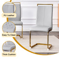 Table And Chair Set.Modern Rectangular Dining Table With Black Textured Stickers Glass Tabletop And Gold Plated Metal Legs.Paried With 4 Comfortable Chairs With Pu Seats And Golden Metal Legs. Gold,Light Gray Seats 4 Glass Metal