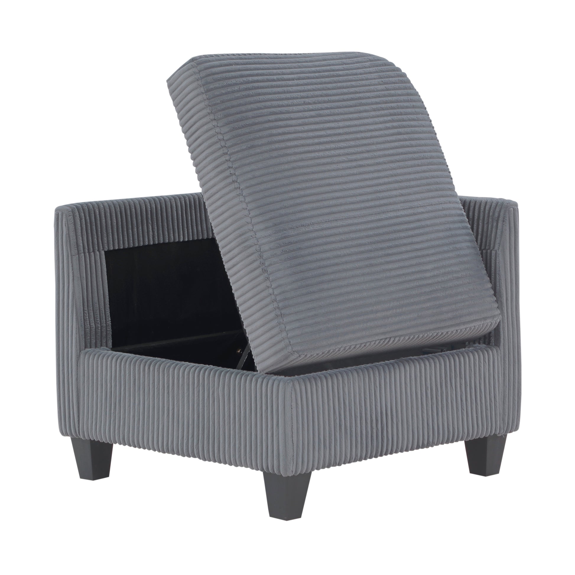 Modern Living Room Furniture Dark Gray Corner Seat With Storage Corduroy Fabric Upholstery 1Pc Modular Piece Dark Gray Primary Living Space Contemporary,Modern Solid Wood