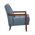 Modern Style Accent Chair Blue Leather Upholstered Tufted Detail Walnut Finish Wood Furniture 1Pc Blue Primary Living Space Contemporary,Modern Plywood