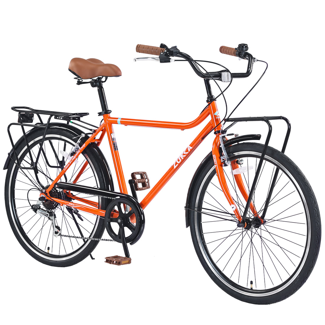 7 Speed, Steel Frame, Multiple Colors 26 Inch Vintage Style Bike,Retro Commute Bike For Women And Men Orange Steel