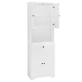 Tall Bathroom Cabinet With Four Doors, Large Storage Space Open Shelve, Upper Storage Cabinet, White White Mdf