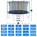 8Ft Outdoor Toddler Trampoline With Enclosure Safety Net Jumping Fun Trampoline, Heavy Duty Jump Pads, Spring Loaded For Children And Adults, Gifts For Boys Girls Blue Garden & Outdoor Iron