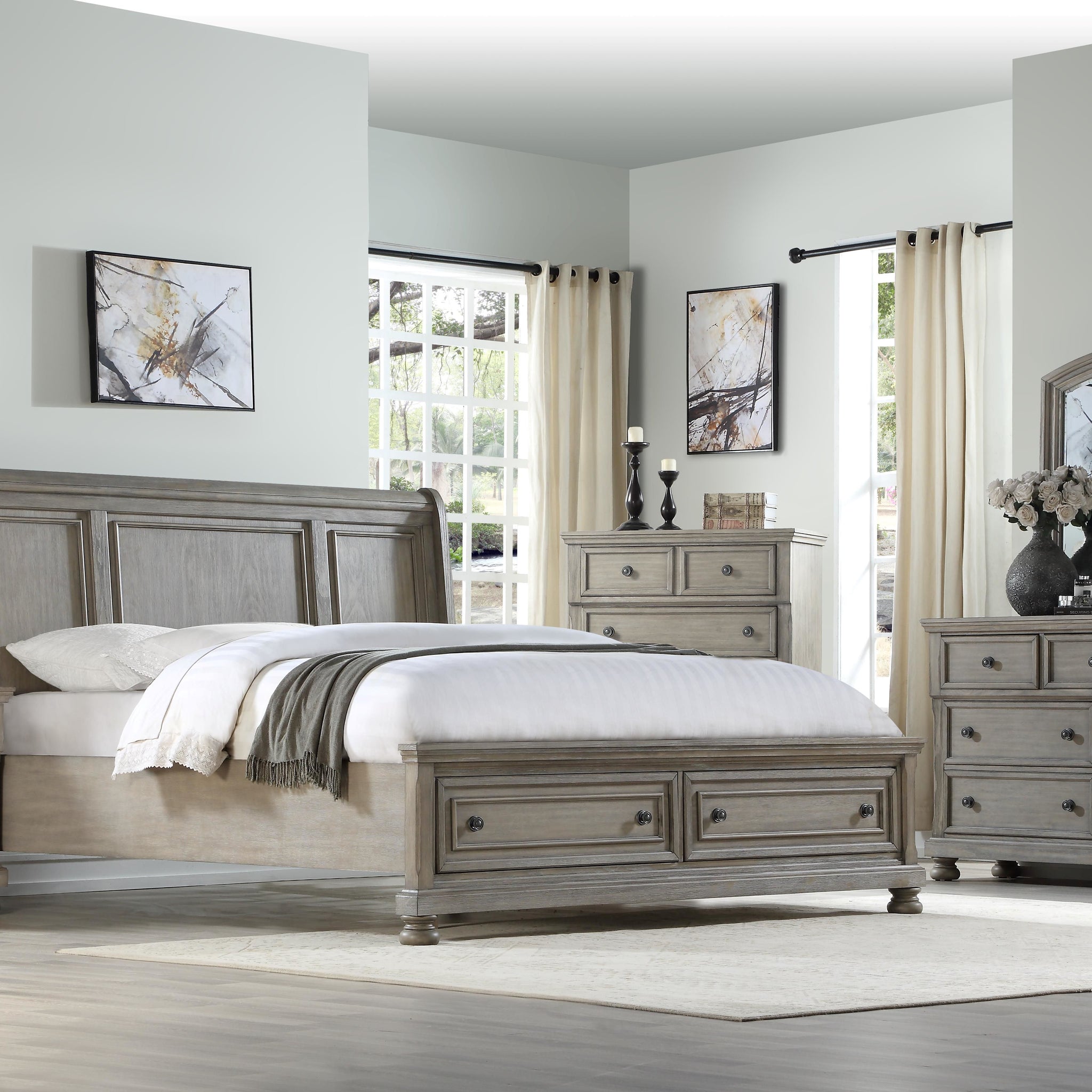 Antique Gray Queen Storage Bed Queen Antique Gray Solid Wood Mdf